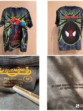 Vtg 98 Marvel double sided Spider-Man tie-dye produced by the brand Changes tee
